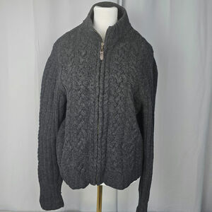 VINTAGE VALERIE STEVENS WOOL WOMANS‎ CABLE KNIT  SWEATER TURTLENECK LARGE ZIPPER